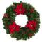 24" White LED Lights Poinsettia, Berry & Pinecone Artificial Wreath